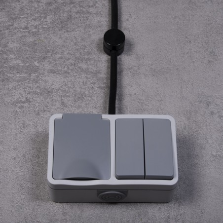 DOUBLE SWITCH + SOCKET WITH FLAP SURFACE-MOUNTED INDUSTRIAL IP54 JLM