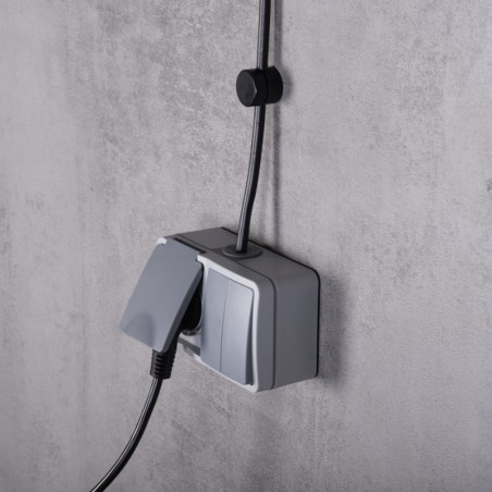 DOUBLE SWITCH + SOCKET WITH FLAP SURFACE-MOUNTED INDUSTRIAL IP54 JLM