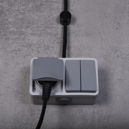 DOUBLE SWITCH + SOCKET WITH FLAP SURFACE-MOUNTED INDUSTRIAL IP54 JLM