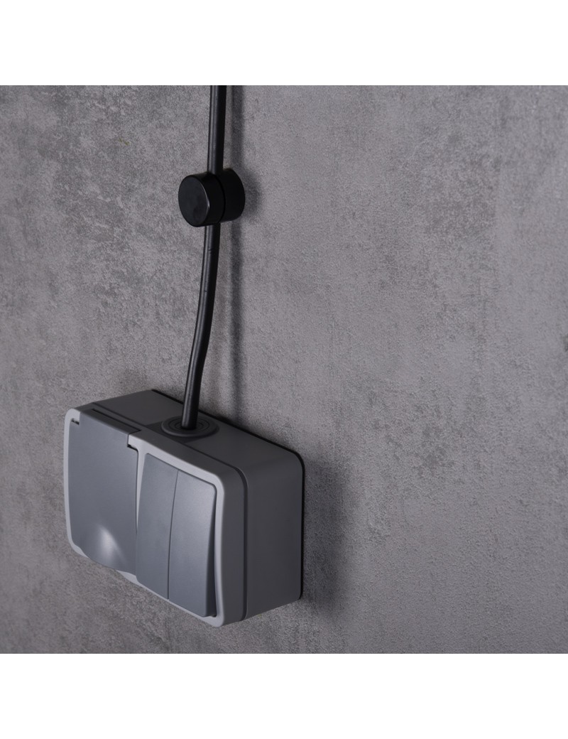 DOUBLE STAIR SWITCH + SOCKET WITH FLAP...