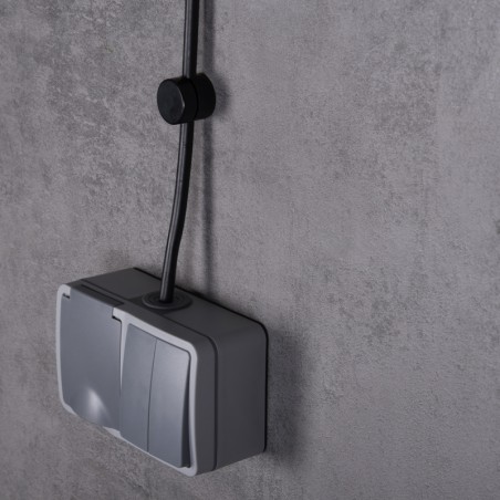 DOUBLE STAIR SWITCH + SOCKET WITH FLAP SURFACE-MOUNTED INDUSTRIAL IP54 JLM