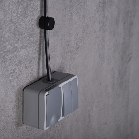 DOUBLE STAIR SWITCH + SOCKET WITH FLAP SURFACE-MOUNTED INDUSTRIAL IP54 JLM
