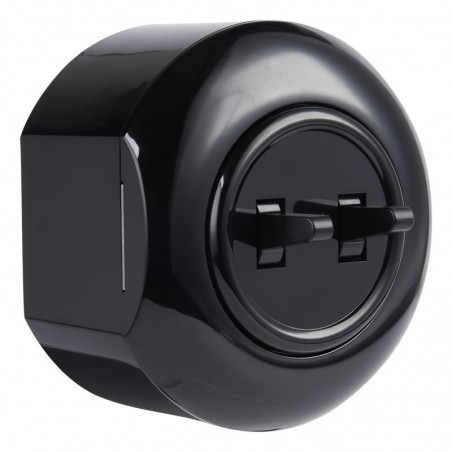 LOFT DVOJITÝ SCHODIŠŤOVÝ SPÍNAČ ČERNÝ NÁSTĚNNÝ STŘEDOVÝ JLM