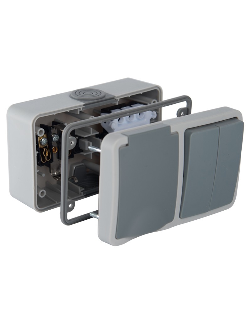 DOUBLE SWITCH + SOCKET WITH FLAP...