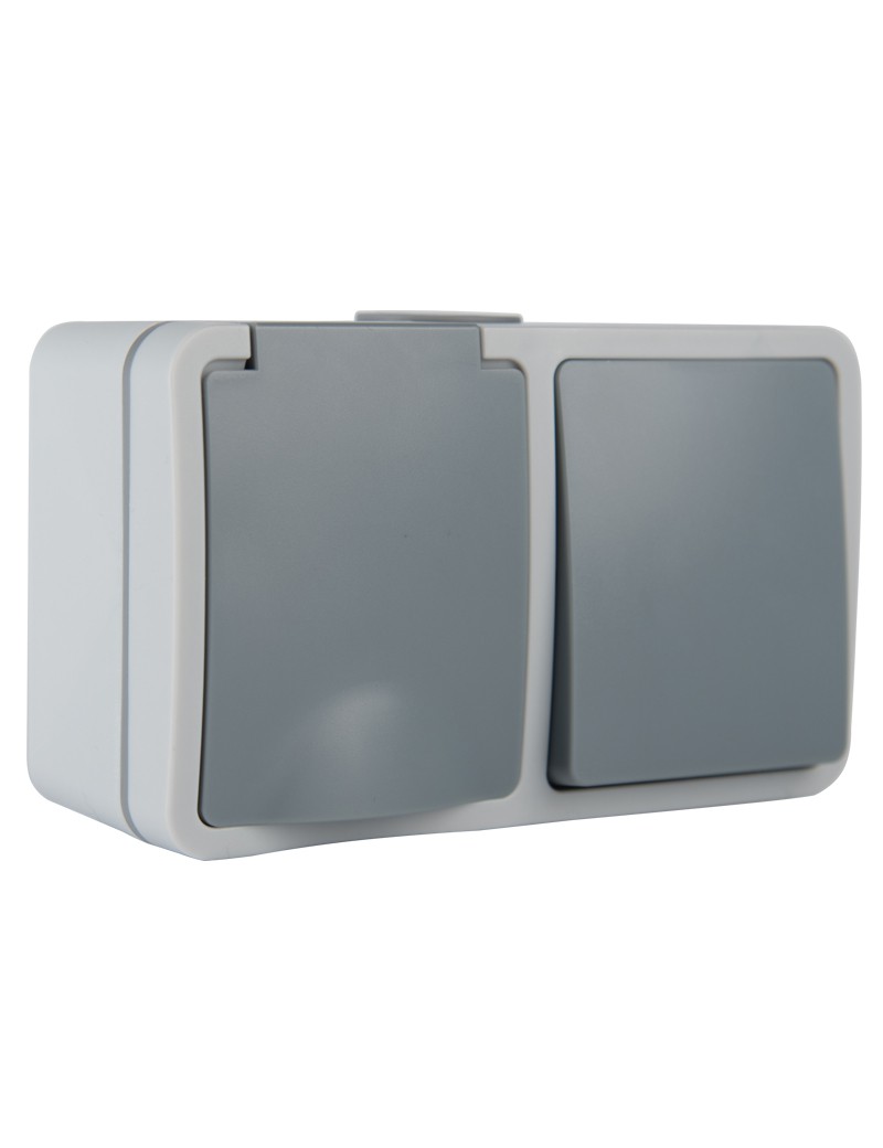 DOUBLE STAIR SWITCH + SOCKET WITH FLAP...