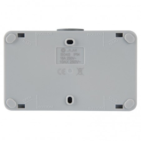 DOUBLE STAIR SWITCH + SOCKET WITH FLAP SURFACE-MOUNTED INDUSTRIAL IP54 JLM