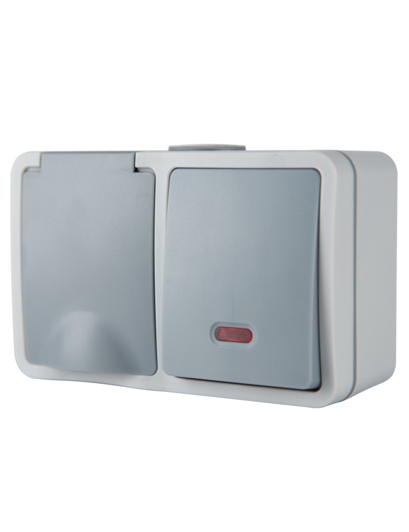 Interrupteur simple LED + Prise IP54