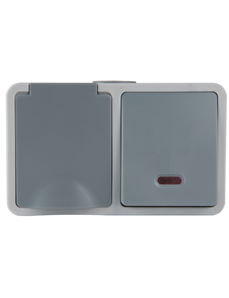 Interrupteur simple LED + Prise IP54