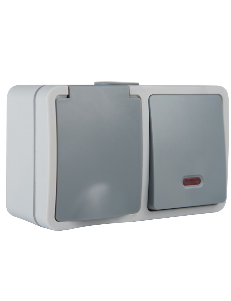 Interrupteur simple LED + Prise IP54