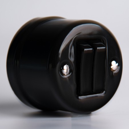 KERÁMIA FALRA SZERELHETŐ KÉTSÁVOS BILLENTYŰS KAPCSOLÓ FEKETE