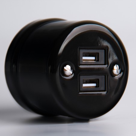 RETRO LOFT CERAMIC SURFACE MOUNTED SOCKET 2xUSB