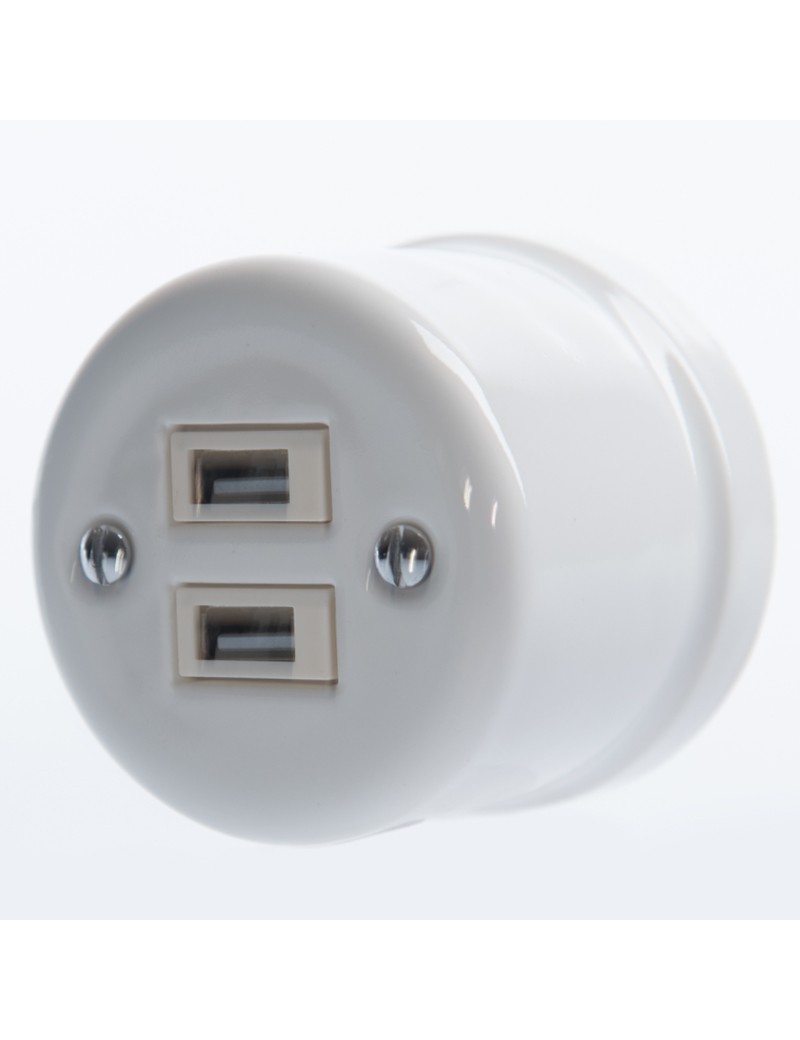RETRO LOFT CERAMIC SURFACE MOUNTED SOCKET 2xUSB