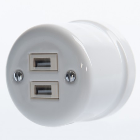 RETRO LOFT CERAMIC SURFACE MOUNTED SOCKET 2xUSB