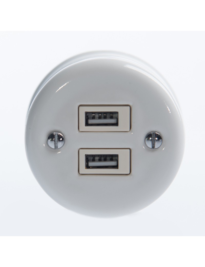 RETRO LOFT CERAMIC SURFACE MOUNTED SOCKET 2xUSB