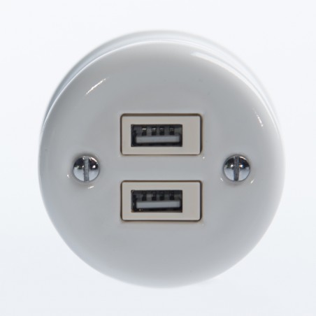 RETRO LOFT CERAMIC SURFACE MOUNTED SOCKET 2xUSB