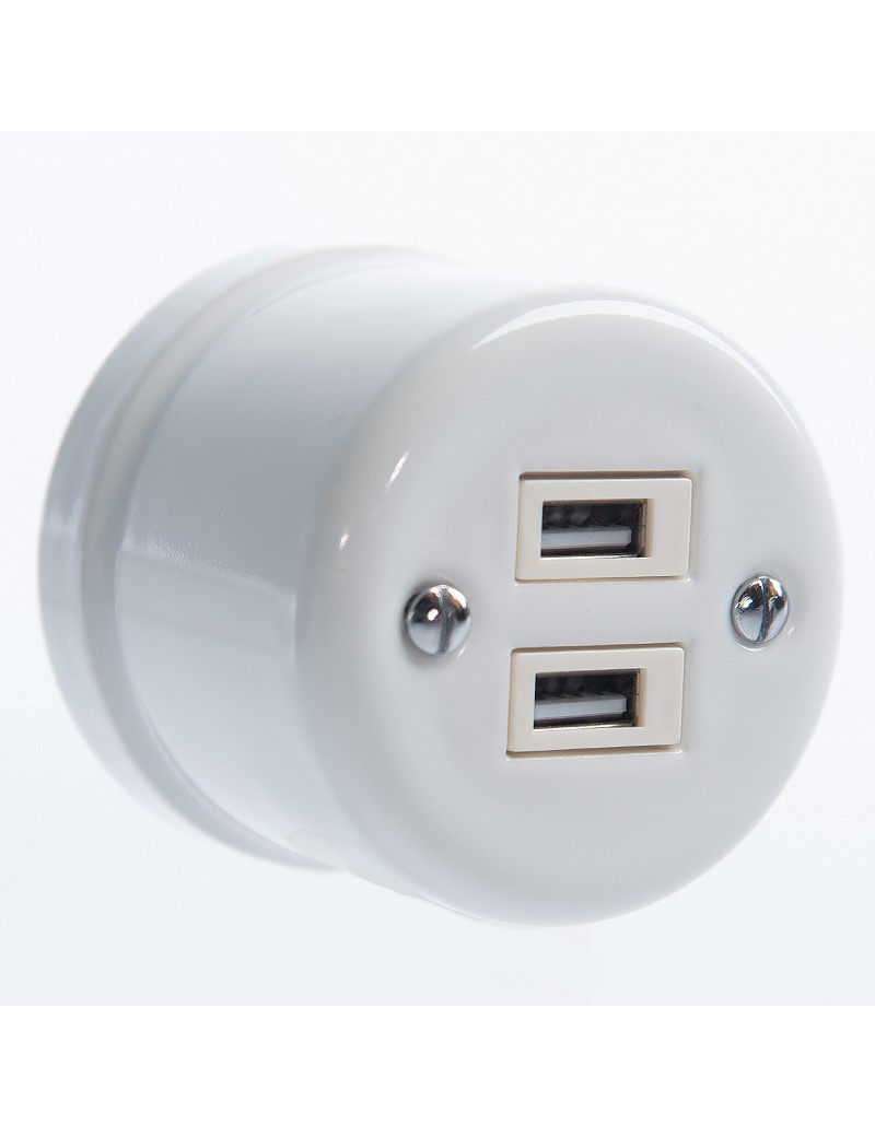 RETRO LOFT CERAMIC SURFACE MOUNTED SOCKET 2xUSB
