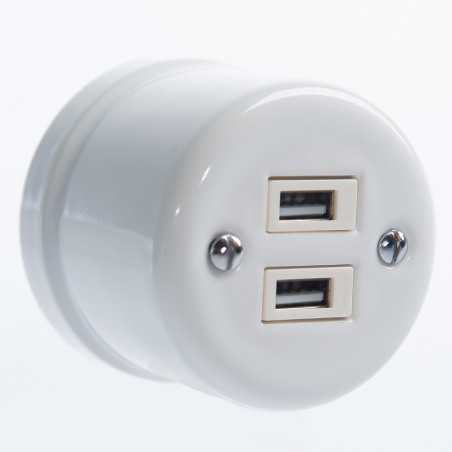 RETRO LOFT CERAMIC SURFACE MOUNTED SOCKET 2xUSB