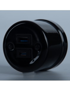 CERAMICZNE GNIAZDO NATYNKOWE 1xUSB A/1xUSB C CZARNE