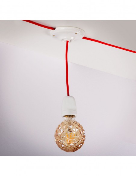 KABEL ZASILAJĄCY W OPLOCIE 230V 2x0,75mm 1,8m CZERWONY