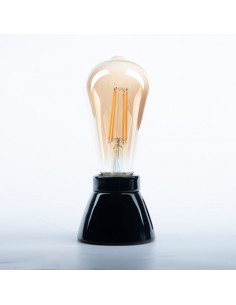 KERAMICKÝ DRŽIAK ŽIAROVKY E27 ROVNÝ ČIERNY 2