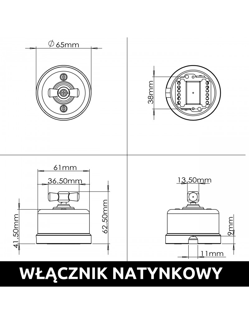 WŁĄCZNIK JEDNOTOROWY SCHODOWY OBROTOWY