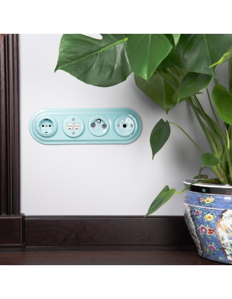 KERÁMIA KÁBELÁTVEZETŐ RETRO SÜLLYESZTETT MENTA PASZTELL