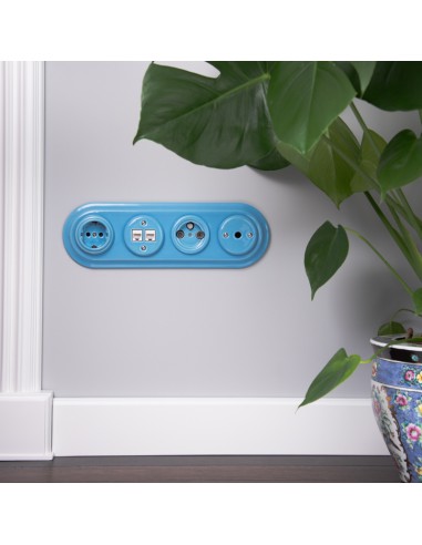 CERAMIC SCHUKO FLUSH-MOUNTED SOCKET PASTEL AZURE