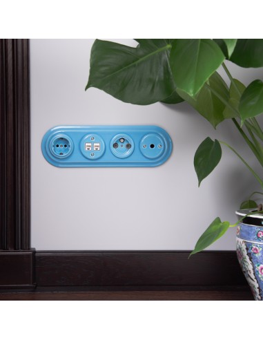 CERAMIC SCHUKO FLUSH-MOUNTED SOCKET PASTEL AZURE