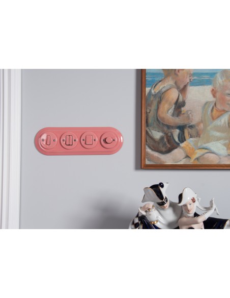 KERAMICKÝ STMÍVAČ 5-150W RETRO PODOMÍTKOVÝ LOSOSOVÝ PASTEL