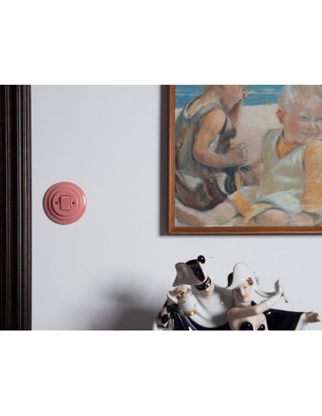 KERAMICKÝ KRÍŽOVÝ VYPÍNAČ RETRO POD OMIETKU LOSOSOVÝ PASTEL