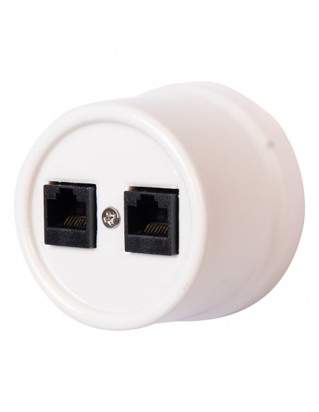 CERAMICZNE GNIAZDO 2xRJ45 NATYNKOWE BIAŁE