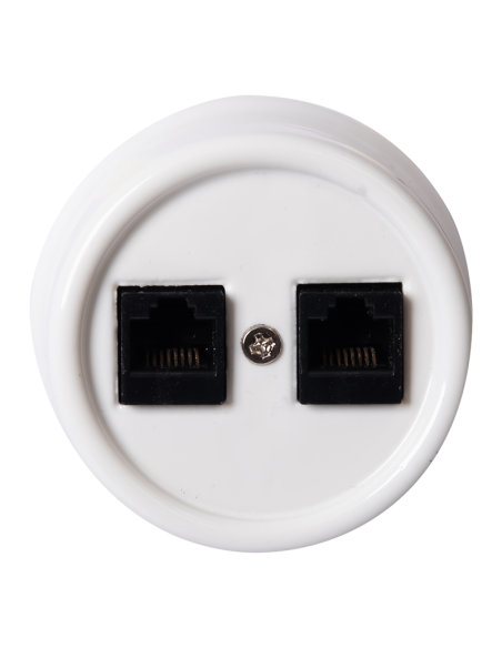 CERAMICZNE GNIAZDO 2xRJ45 NATYNKOWE BIAŁE