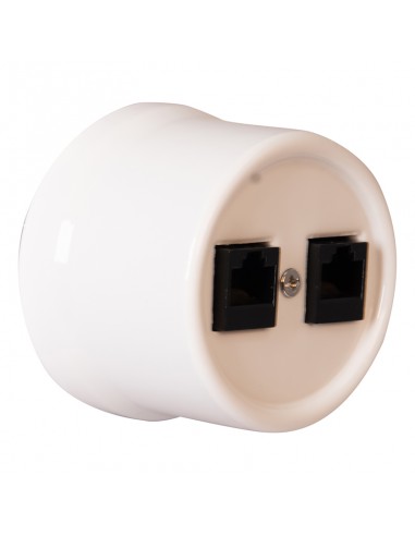 CERAMICZNE GNIAZDO 2xRJ45 NATYNKOWE BIAŁE