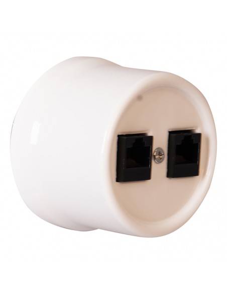 CERAMICZNE GNIAZDO 2xRJ45 NATYNKOWE BIAŁE