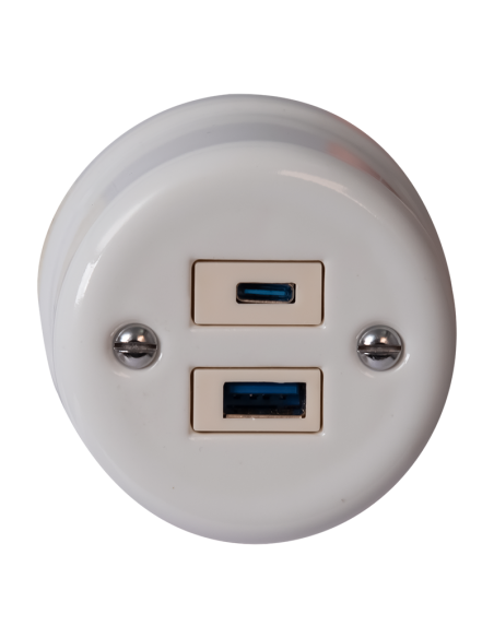 Ceramic Surface-Mounted Socket 1xUSB A / 1xUSBC