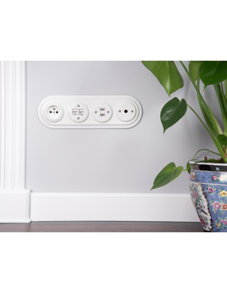 CERAMICZNE GNIAZDO PODTYNKOWE 1xUSB A/1xUSB C BIAŁE