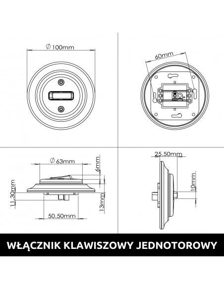 RETRO LOFT KERAMICKÝ VYPÍNAČ PODTYNK