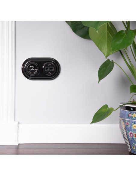 CERAMIC SOCKET FLUSH-MOUNTED WITHOUT FRAME BLACK CGPTBB