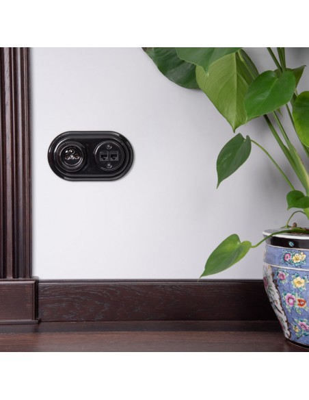 CERAMIC SOCKET FLUSH-MOUNTED WITHOUT FRAME BLACK CGPTBB