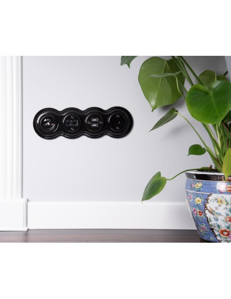 CERAMIC SOCKET FLUSH-MOUNTED WITHOUT FRAME BLACK CGPTBB