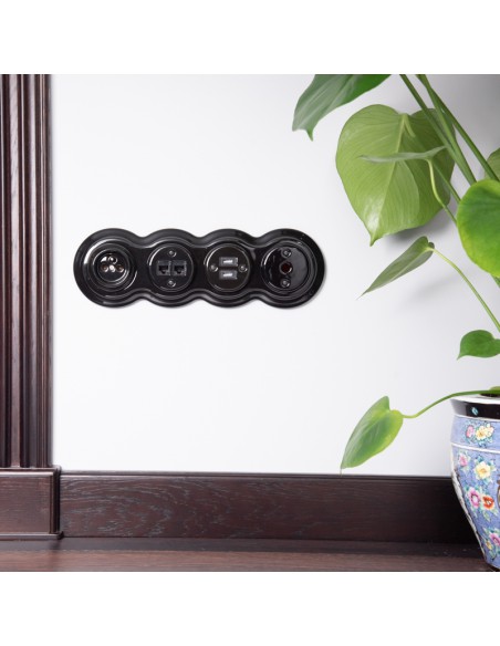 CERAMIC SOCKET FLUSH-MOUNTED WITHOUT FRAME BLACK CGPTBB