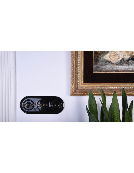 CERAMIC FLUSH-MOUNTED SWITCH LEVER BLACK