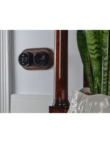 RETRO LOFT CERAMIC SOCKET SCHUKO 230V PLASTER