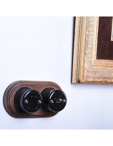 CERAMIC SURFACE MOUNTED SWITCH CROSS LEVER BLACK