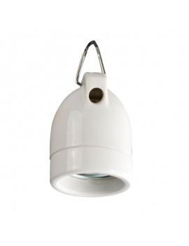 KERAMICKÝ ZÁVESNÝ DRŽIAK ŽIAROVKY E27 BIELY