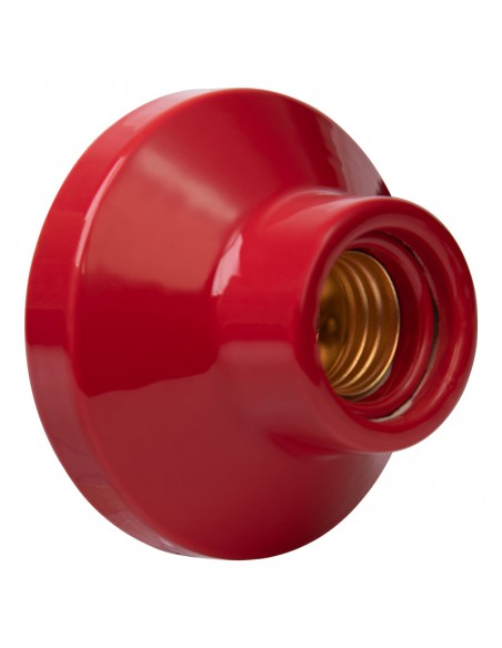 RED CERAMIC BULB HOLDER E27 3.5" HIGH FREQUENCY STRAIGHT