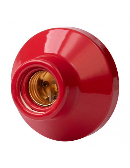 RED CERAMIC BULB HOLDER E27 3.5" HIGH FREQUENCY STRAIGHT
