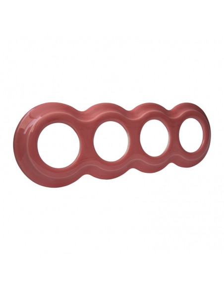 Marco cerámico cuádruple, muñeco de nieve color salmón pastel