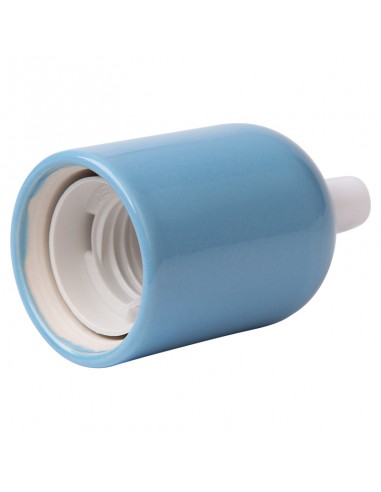 Douille de lampe en céramique E27 bleu pastel