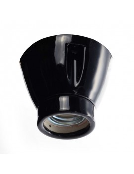 KERAMICKÝ DRŽIAK ŽIAROVKY E27 ROVNÝ ČIERNY